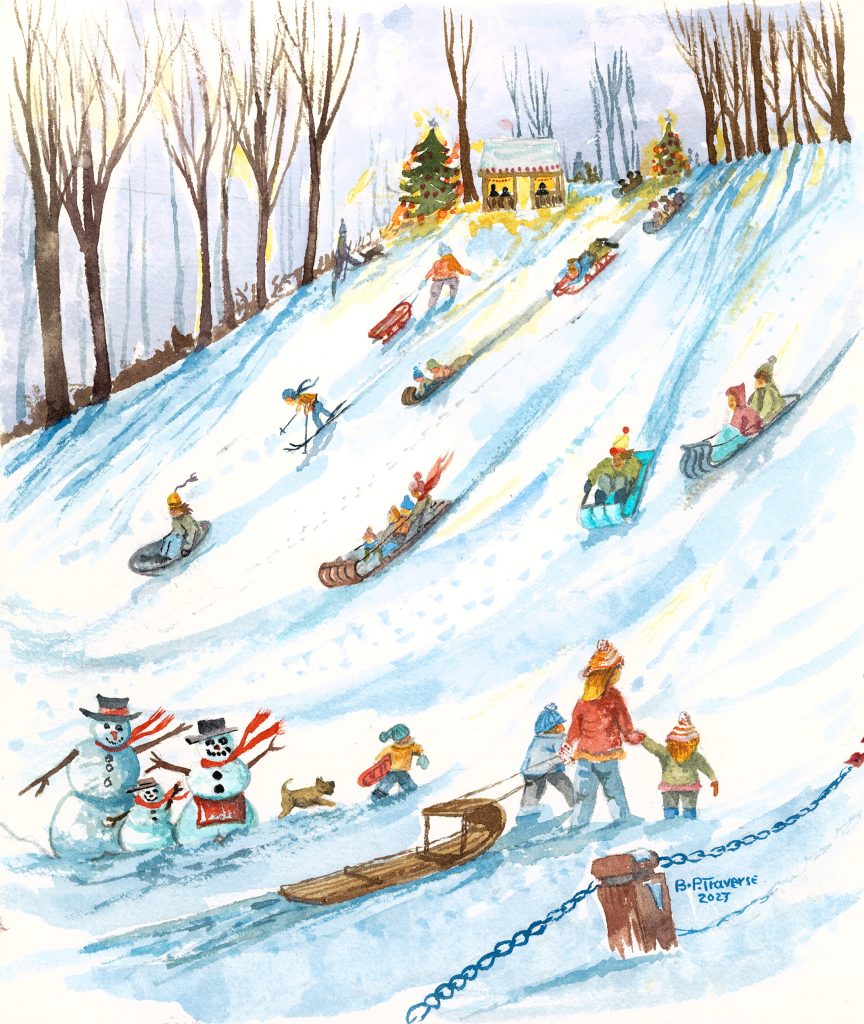 Winter Fun - Sleighing and Tobogganing